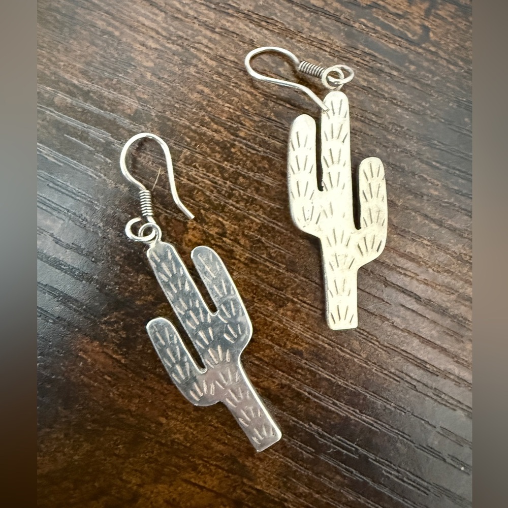 Silver Cactus Earrings